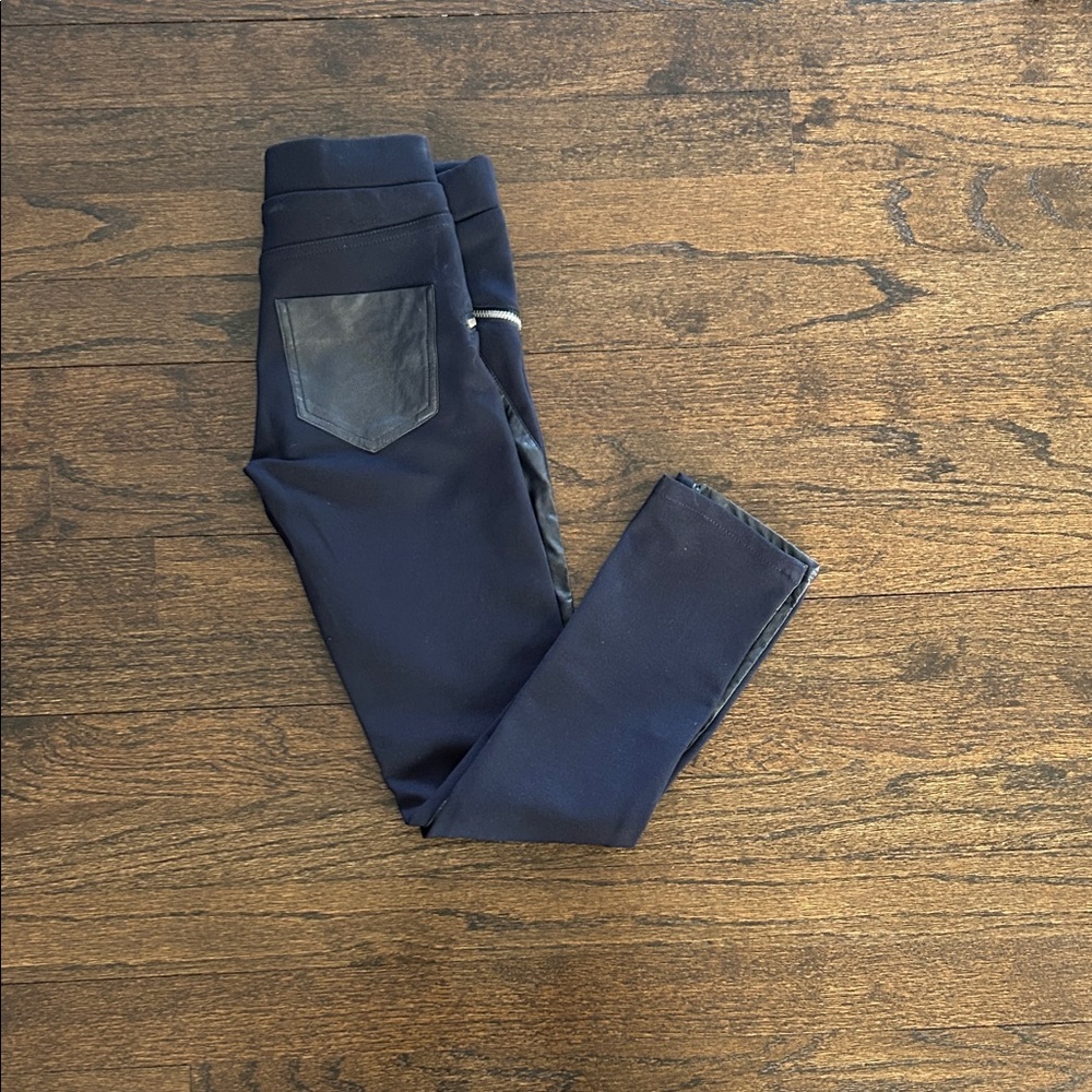 Mayoral Girls Navy Blue Pants with Leather Detail Size 8